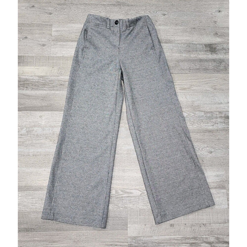 Rachel Zoe Women's Black White Houndstooth Check Wide Leg Casual Pants Sizes 2
